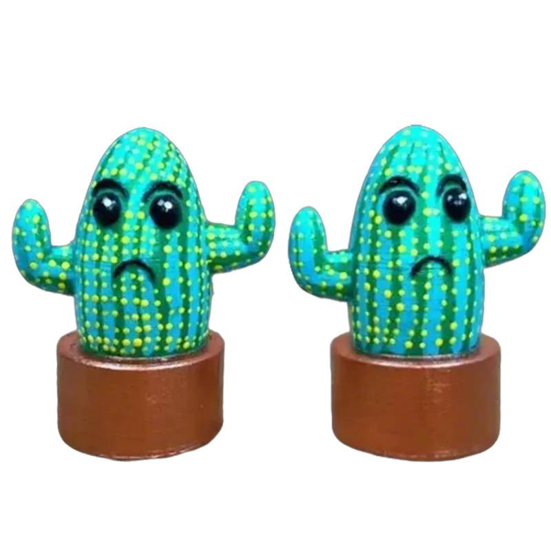 2 Stück Kaktus Figur Cartoon Kaktus Statue Miniatur Kaktus Skulptur Tisch Dekorationen Künstlich Topfpflanzen Für Garten, Terrasse, Tisch, Auto-Innenraum 5x3,8x3,2 Cm von Gwtdtoad