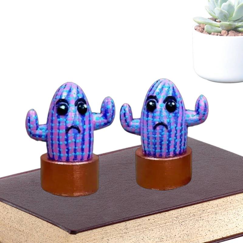 2 Stück Kaktus Figur Cartoon Kaktus Statue Miniatur Kaktus Skulptur Tisch Dekorationen Künstlich Topfpflanzen Für Garten, Terrasse, Tisch, Auto-Innenraum 5x3,8x3,2 Cm von Gwtdtoad