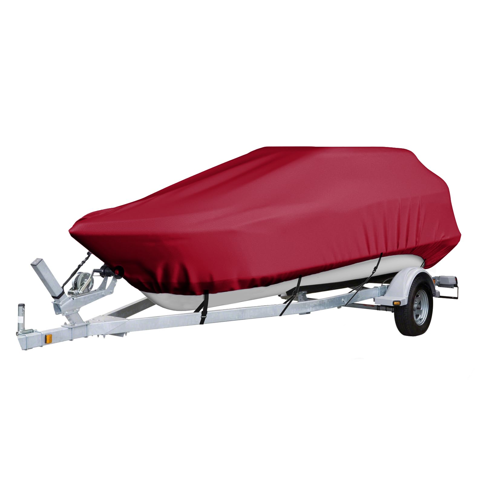 Gycdwjh Bootsabdeckung, Trailerbare 210D Rumpfabdeckungen wasserdichte Bootsabdeckungen aus Oxford-Gewebe in Marinequalität Passend für V-Rumpf-Tri-Hull-Runabout,Rot,25~27FT:1010 * 590cm von Gycdwjh