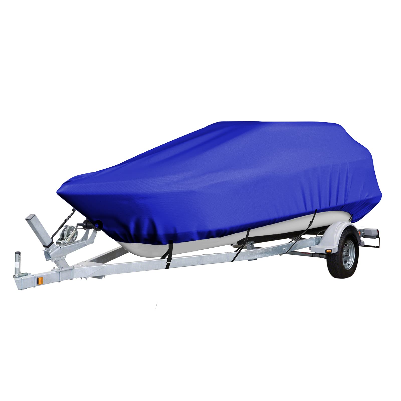 Gycdwjh Bootsabdeckung, wasserdichte 600D-Abdeckung in Marinequalität mit Verstellbarem, Winddichtem Spanngurt und UV-Schutz, für V-Rumpf, Tri-Hull, Runabout,Blau,11~13FT：420 * 270cm von Gycdwjh