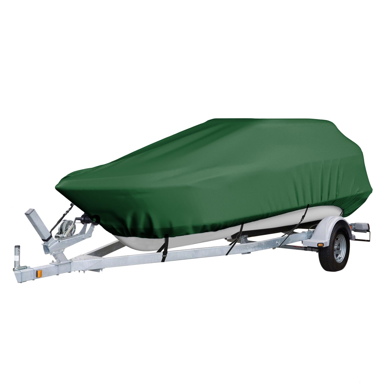 Gycdwjh Trailerbare Bootsabdeckung, Bootsabdeckung Wasserdicht 420D Oxford-Gewebe, für V-Rumpf, Tri-Hull, Fisch- und Skiboote, Pro-Style Runabouts, Bassboote,Grün,11~13FT:420 * 270cm von Gycdwjh