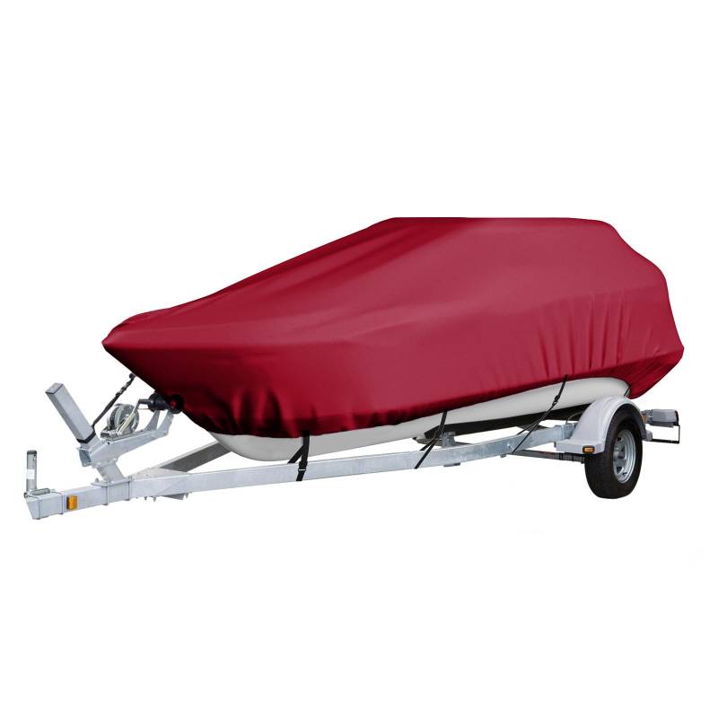 Gycdwjh Trailerbare Bootsabdeckung, Bootsabdeckungen aus 420D Polyester-Canvas, wasserdichte Bassboot-Abdeckungen, für V-Rumpf-Dreirumpfboote, Runabouts,Rot,17~19FT：660 * 340cm von Gycdwjh