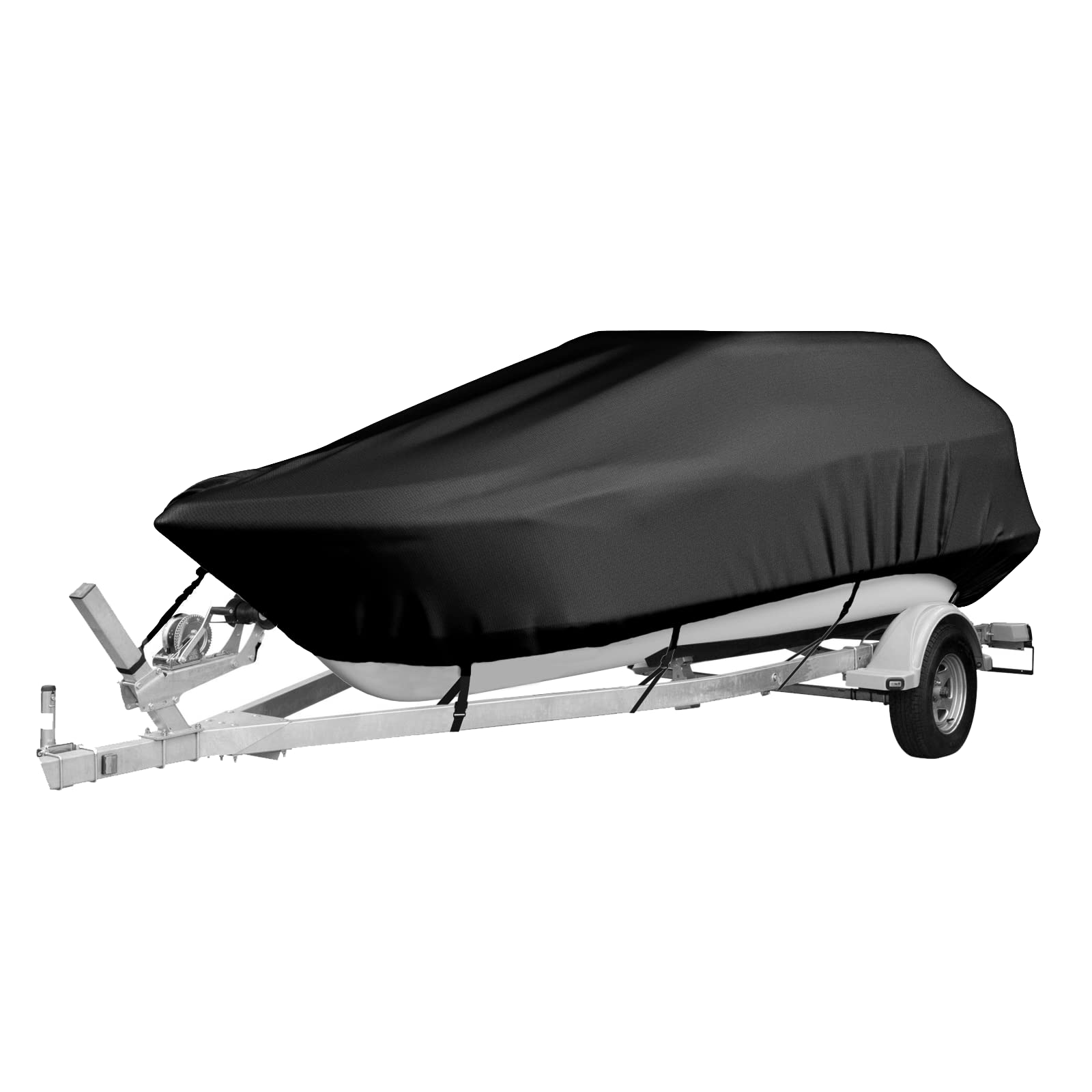 Gycdwjh wasserdichte Bootsabdeckungen, 420D UV-beständig Trailerbare Bootsabdeckung für V-Rumpf, Tri-Hull, Bassboot, Runabout, Fish&Ski, Pro-Style-Fischerboot,Schwarz,17~19FT：600 * 230cm von Gycdwjh