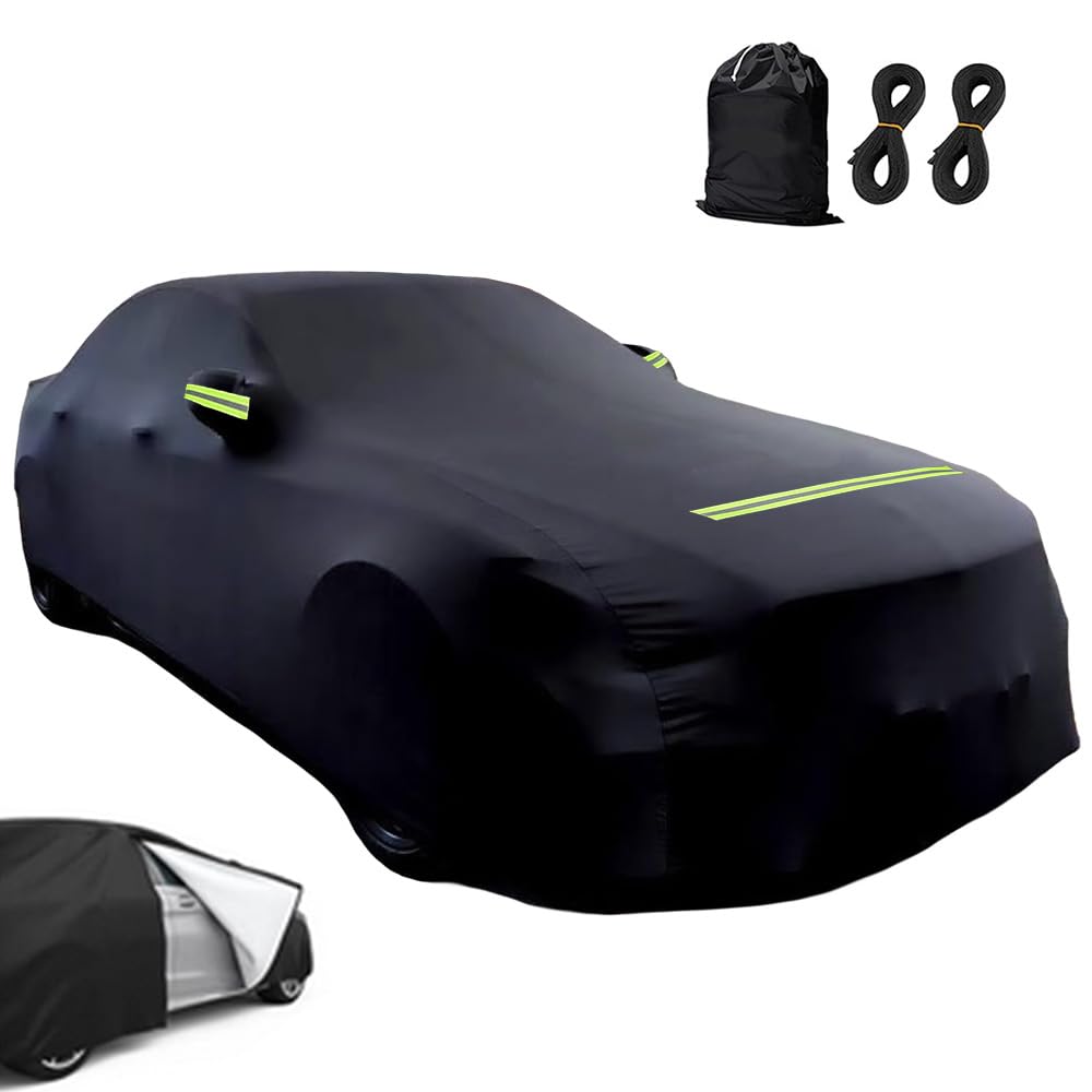 Autoabdeckung 190T/210D Sedan Autohülle Auto Autoplane Staubdicht Wasserdicht Autogarage Vollgarage Car Cover für 420-530 cm Limousine Schwarz (420×170×145cm) von Gziztx