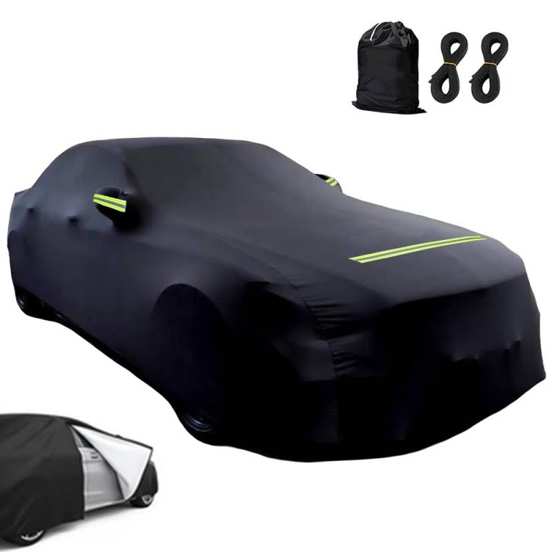 Autoabdeckung 190T/210D Sedan Autohülle Auto Autoplane Staubdicht Wasserdicht Autogarage Vollgarage Car Cover für 420-530 cm Limousine Schwarz (530×200×150cm) von Gziztx