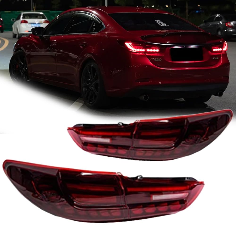 Gziztx Auto-Rücklicht-Set für 6 Atenza Tail Lamp GTS kompatibel mit Rot, Paar Auto-Rücklicht-Baugruppe, linkes und rechtes Rücklichtgehäuse Ersatzzubehör von Gziztx