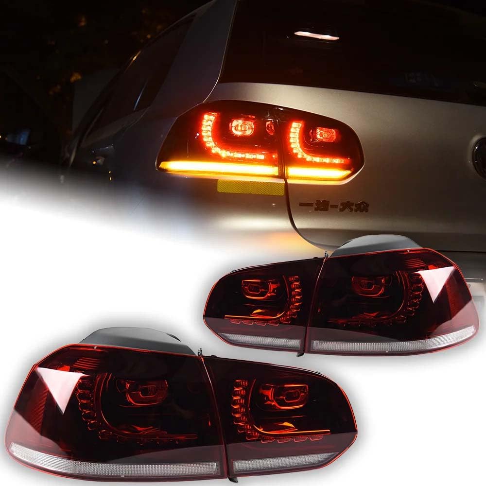 Gziztx Auto-Rücklicht-Set für Golf 6 Tail Lamp Red, Paar Auto-Rücklicht-Baugruppe, linkes und rechtes Rücklichtgehäuse Ersatzzubehör von Gziztx