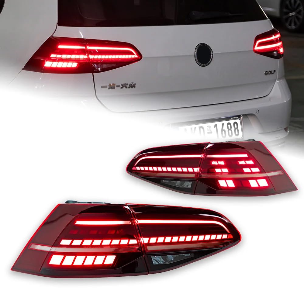 Gziztx Auto-Rücklicht-Set für Golf 7 Tail Lamp Red, Paar Auto-Rücklicht-Baugruppe, linkes und rechtes Rücklichtgehäuse Ersatzzubehör von Gziztx