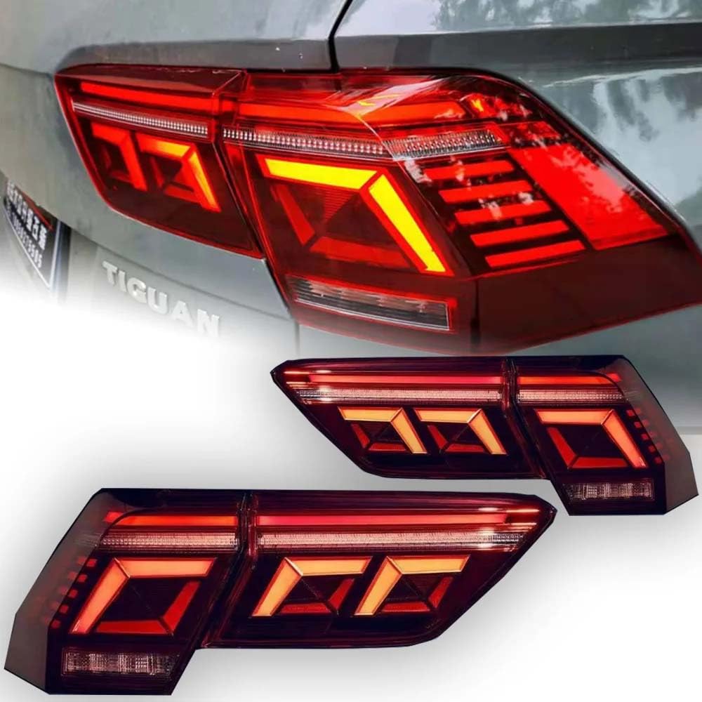 Gziztx Auto-Rücklicht-Set für Tiguan 2018-2021 Tail Lamp Red, Paar Auto-Rücklicht-Baugruppe, linkes und rechtes Rücklichtgehäuse Ersatzzubehör von Gziztx