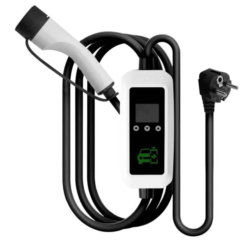 Gziztx Ladekabel Elektroauto Typ 2 3.5KW Schuko Ladegerät 8~13A einstellbar EV Ladekabel mit digitalem Bildschirm für Allen Elektrofahrzeugen, die IEC 62196-2 erfüllen von Gziztx