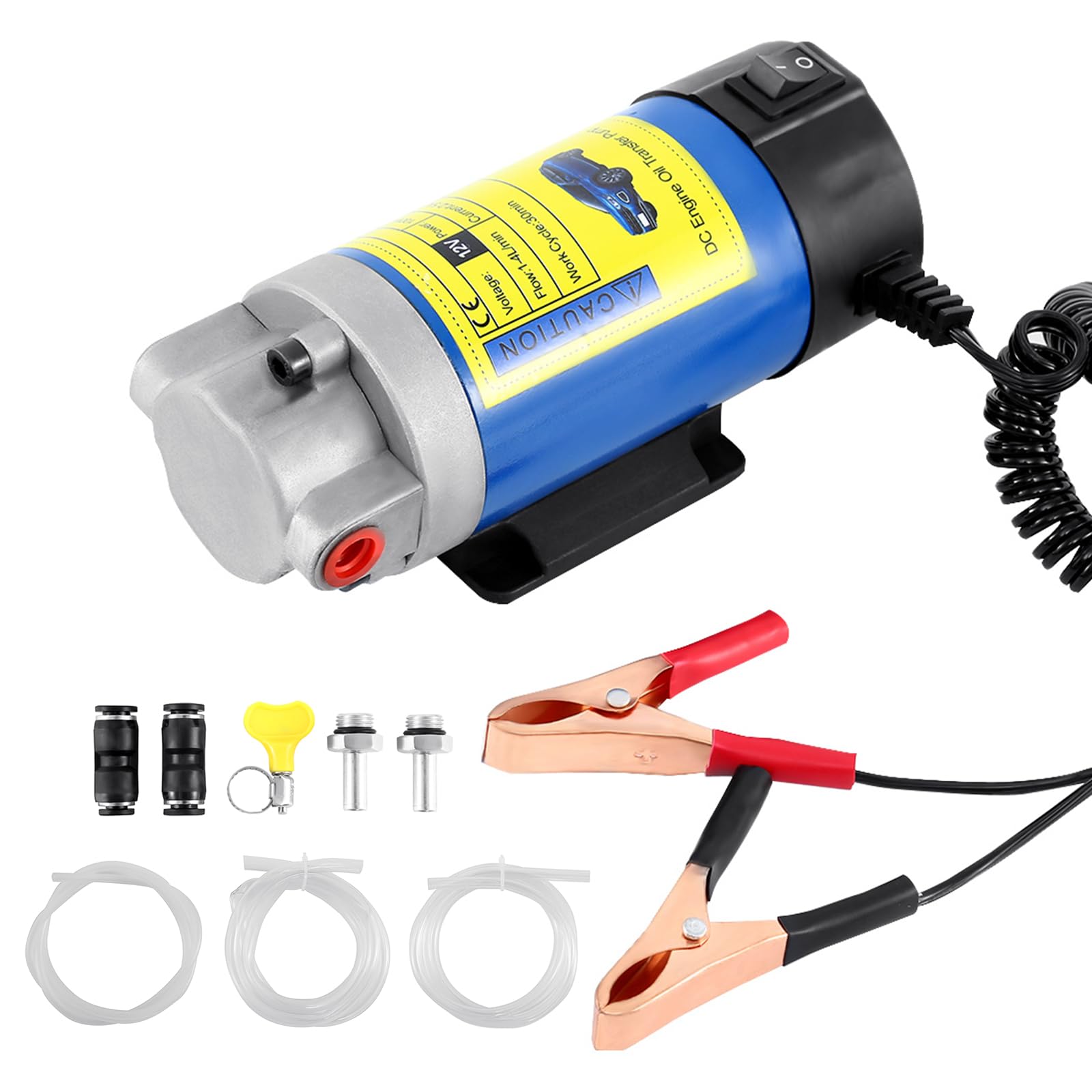 H-YEEU Dieselpumpe 12V 24V 100W Ölabsaugpumpe Kraftstoffpumpe Motoröl-Wechsel Diesel Umfüllpumpe Fluid ExtractorGeräuscharm Ausgestattet mit 3 Rohren von H-YEEU