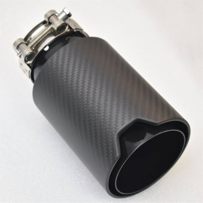 Auto Auspuff Endrohr 1pc Matt Schwarz Carbon Faser Edelstahl Auspuff Schalldämpfer Auto Auto Teile Nachrüstung Spitze Schwanz Teile Auto Auspuffrohr (Farbe : 45MM IN- 93MM) von HABRAT