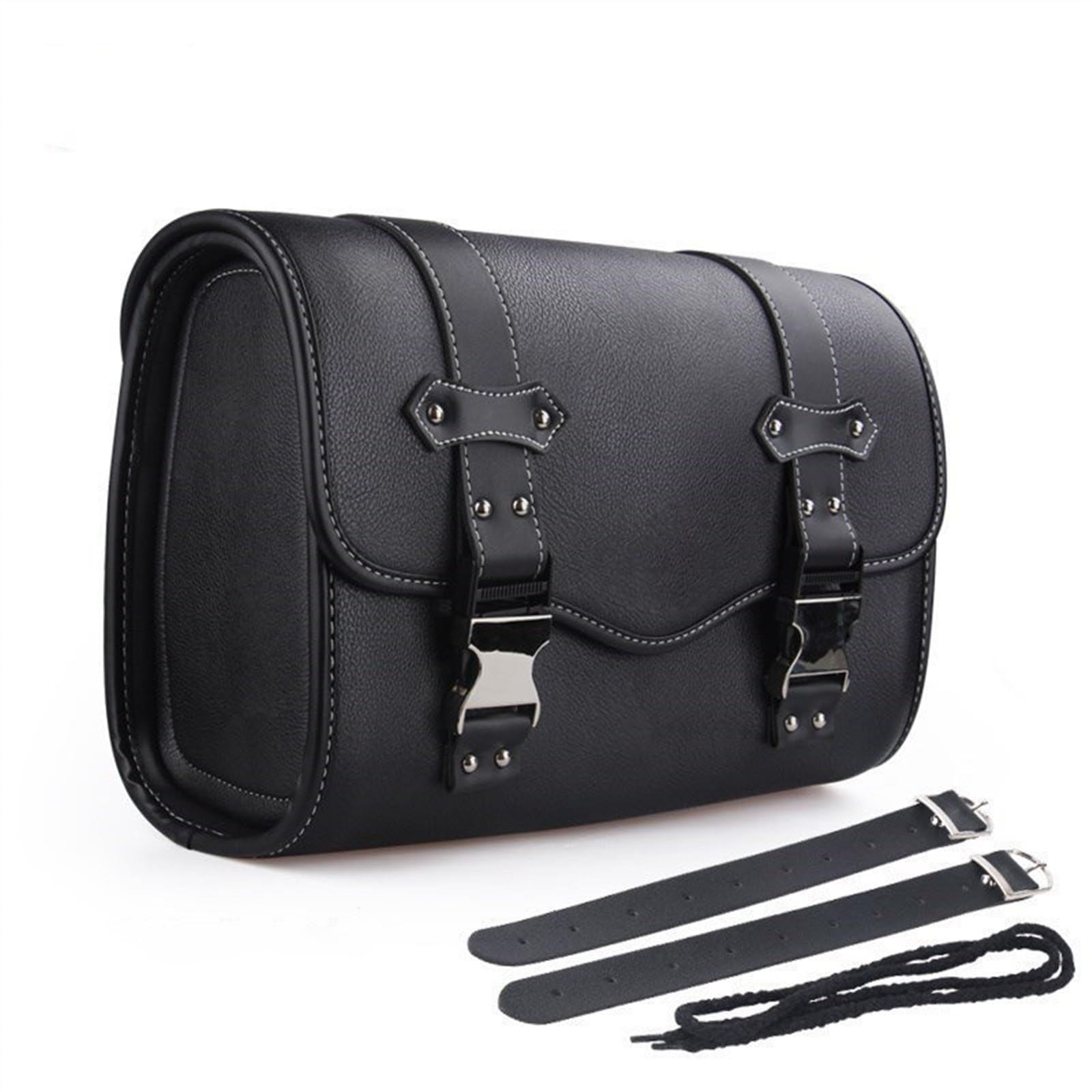 HABRAT Motorrad Satteltasche Für W400 Für W650 Für XL883L Für SR400 Motorrad Satteltasche Seite Tasche Retro PU Motorrad Werkzeug Tasche Motorrad Hecktasche (Größe : Size L Black) von HABRAT