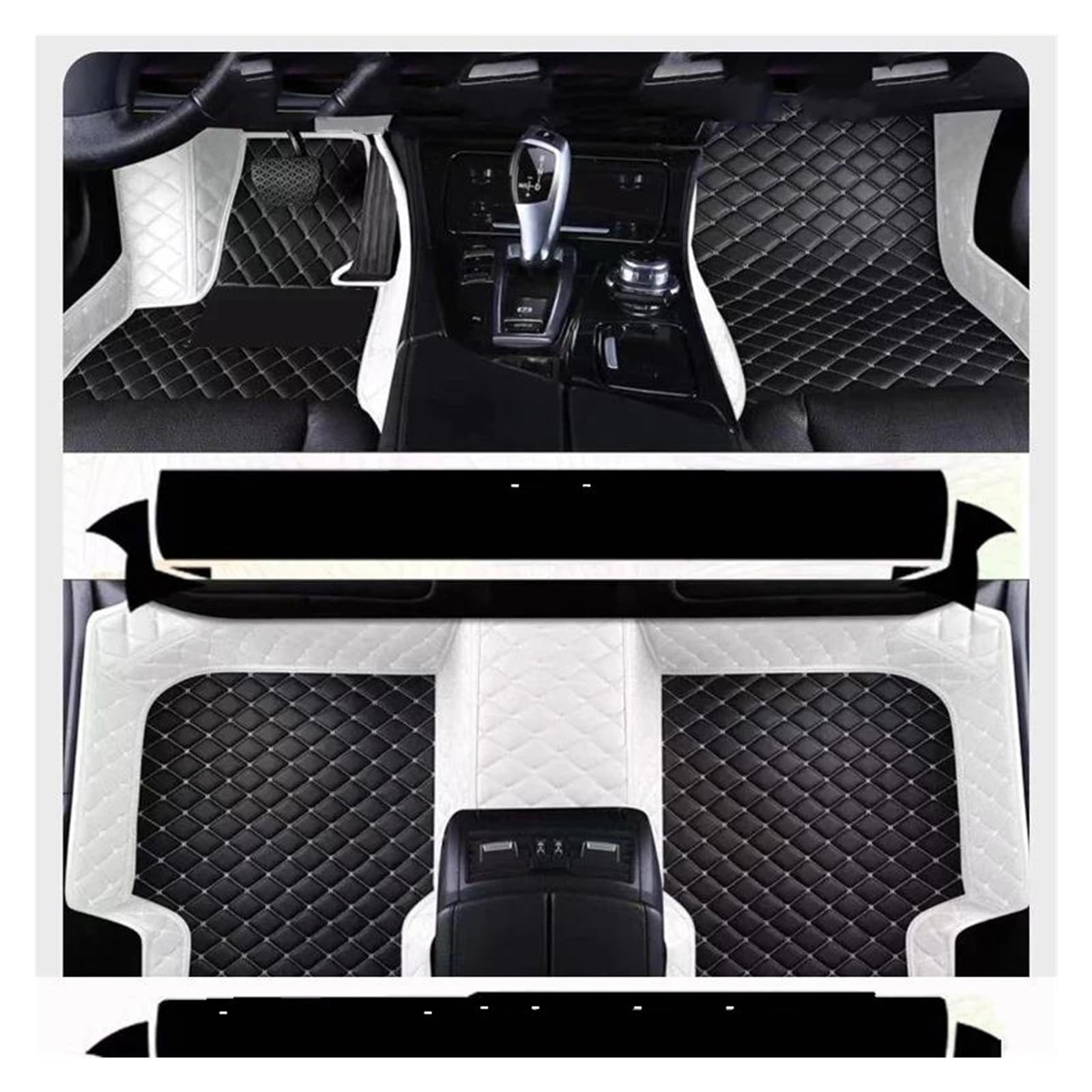 rutschfeste Fussmatten Auto-Fußmatten Für VW Für Touareg 7L 2002~2009 5 Saet wasserdichte Schutzpolster Auto Matt Tapetes Autozubehör Antirutschmatte Auto(Black White) von HABRAT