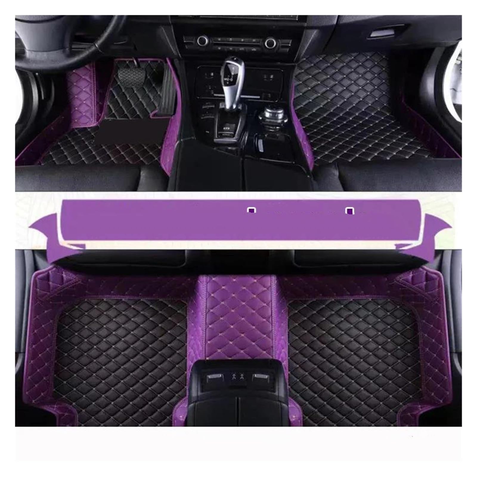 rutschfeste Fussmatten Auto-Fußmatten Für VW Für Touareg 7L 2002~2009 5 Saet wasserdichte Schutzpolster Auto Matt Tapetes Autozubehör Antirutschmatte Auto(Black and Purple) von HABRAT