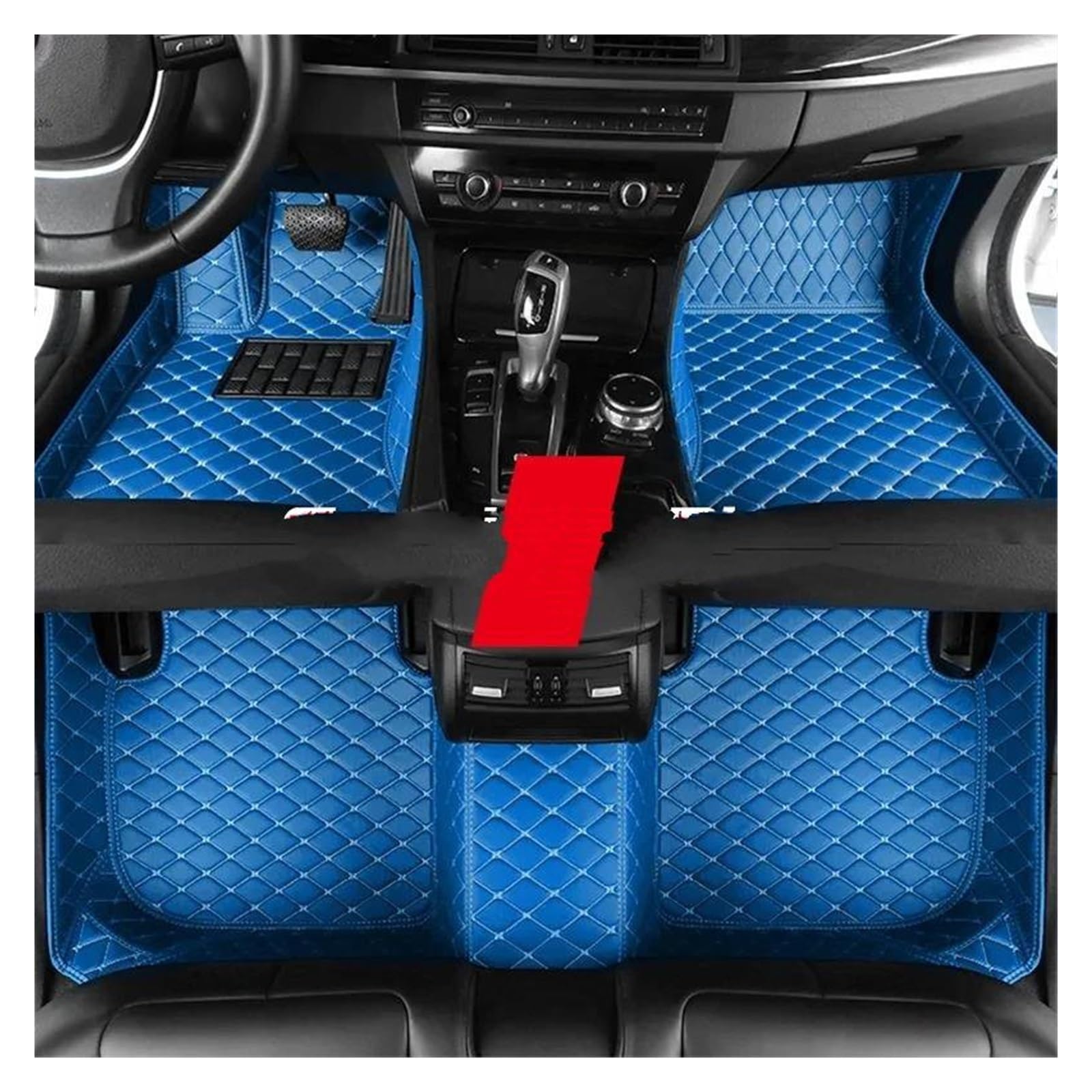 rutschfeste Fussmatten Leder-Auto-Fußmatten Für Lincoln Für Town Car L 2000-2011 Kit Set Teppiche Teppiche Fußpolster Zubehör Antirutschmatte Auto(Blau) von HABRAT