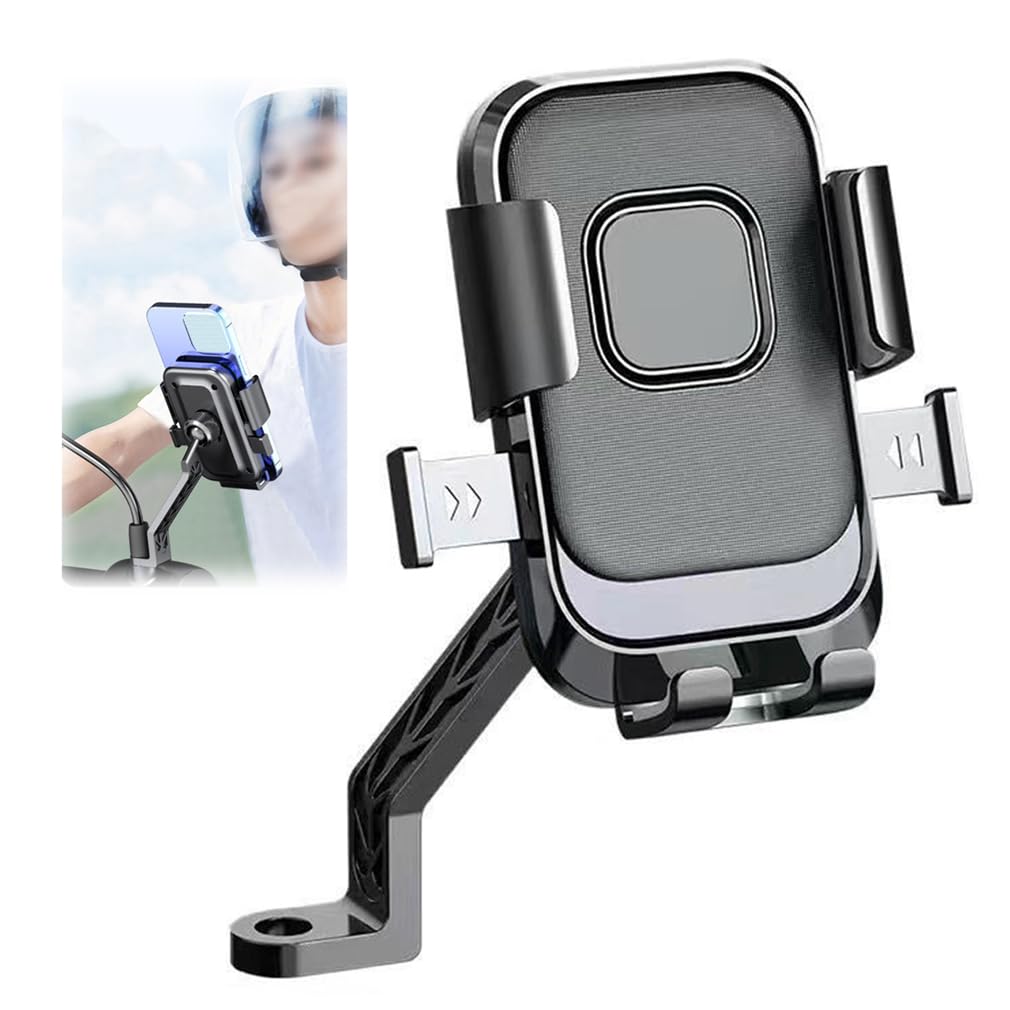 Bicycle Phone Holder, Rotatable Motorcycle Phone Holder, One Hand Operation and 360° Rotatable Holder, Compatible with 4.7-7.2 In Mobile Phones, for Handlebars or Mirrors (Rearview Mirror) von HADAVAKA