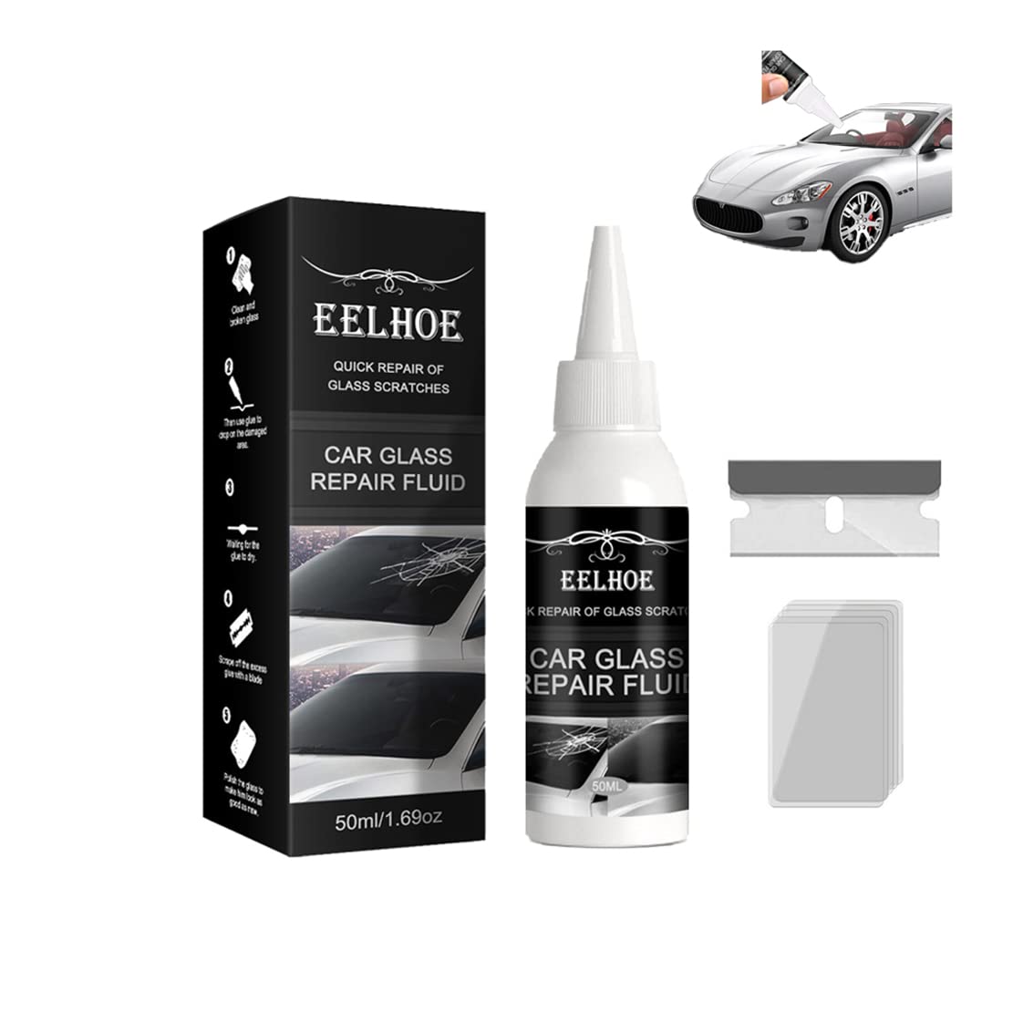 Glasreparaturflüssigkeit Autoscheibe Rissige Windschutzscheibe Reparaturset, Diy Autoglas Nano Reparaturflüssigkeit, Windschutzscheibe Kratzer Entferner Kit, Quick Fix Für Risse (1 PC) von HADAVAKA