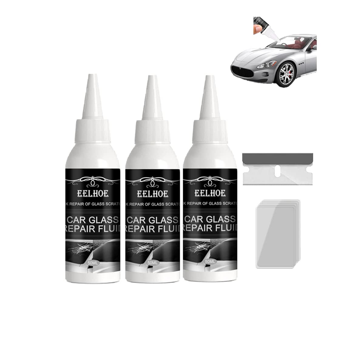 Glasreparaturflüssigkeit Autoscheibe Rissige Windschutzscheibe Reparaturset, Diy Autoglas Nano Reparaturflüssigkeit, Windschutzscheibe Kratzer Entferner Kit, Quick Fix Für Risse (3 PCS) von HADAVAKA