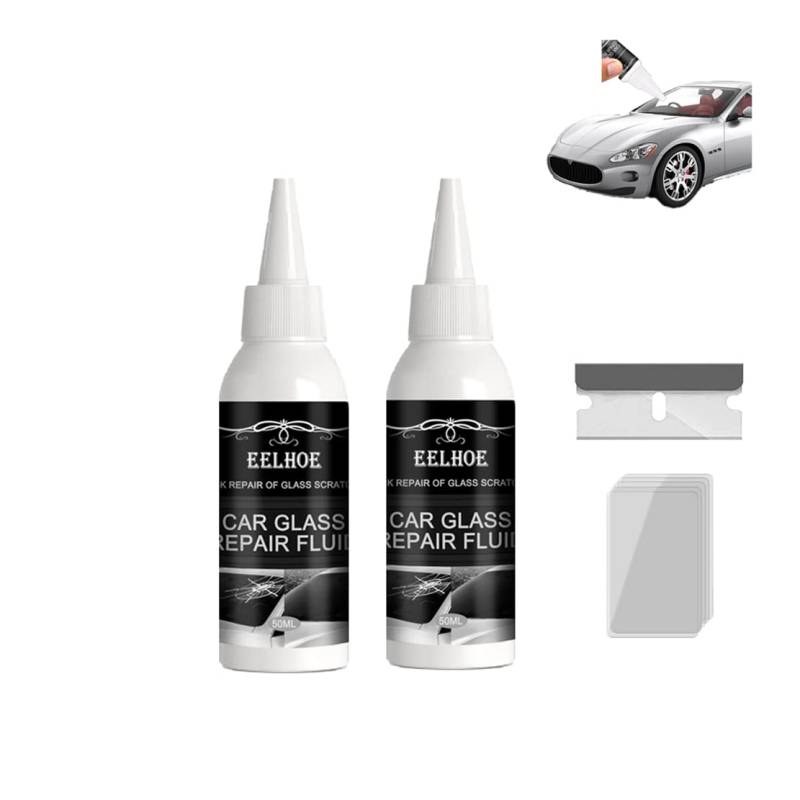 Glass Repair Fluid Car Window Cracked Windshield Repair Kit, DIY Automotive Glass Nano Repair Fluid, Nano Repair Fluid, Windscreen Scratch Remover Kit, Quick Fix For Cracks (2 PCS) von HADAVAKA