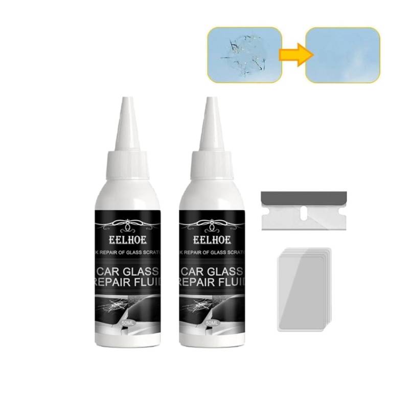 HADAVAKA Windshield Crack Repairing Glue, Quick Repair Scratch Cracks Repair Kit, DIY Automotive Glass Nano Repair Fluid, for Fix Auto Glass Windshield Crack Scratch Half-Moon Crescents (2) von HADAVAKA