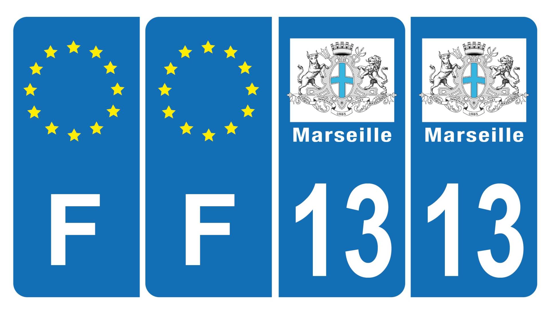 HADEXIA Aufkleber für Nummernschild, 13 Wappen Marseille & F, Europa, 4 Stück von HADEXIA