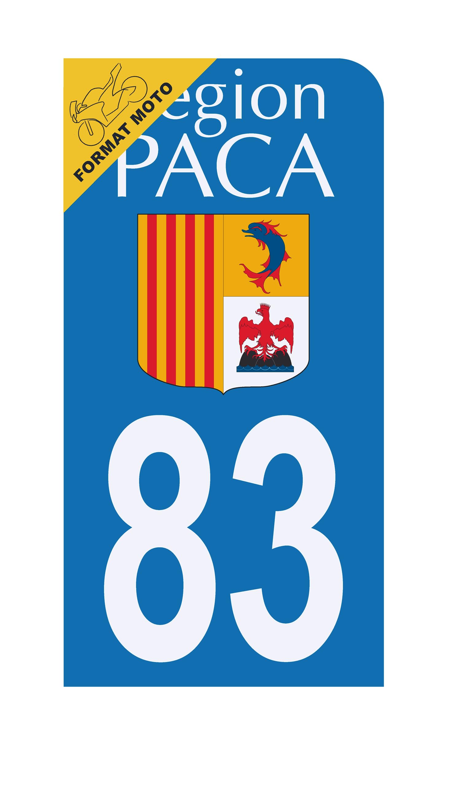 HADEXIA Aufkleber für Nummernschild, Motorrad, Département 83, Region PACA von HADEXIA