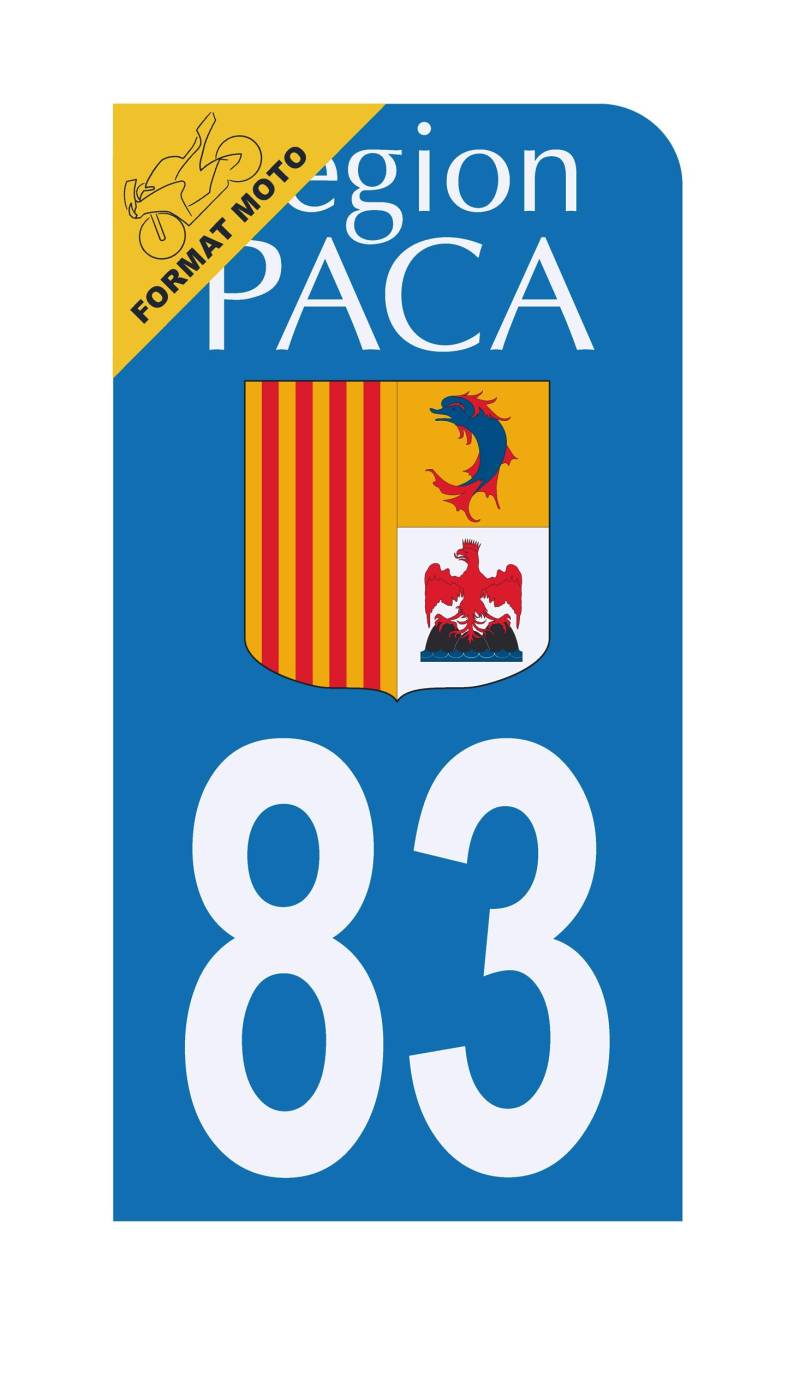 HADEXIA Aufkleber für Nummernschild, Motorrad, Département 83, Region PACA von HADEXIA