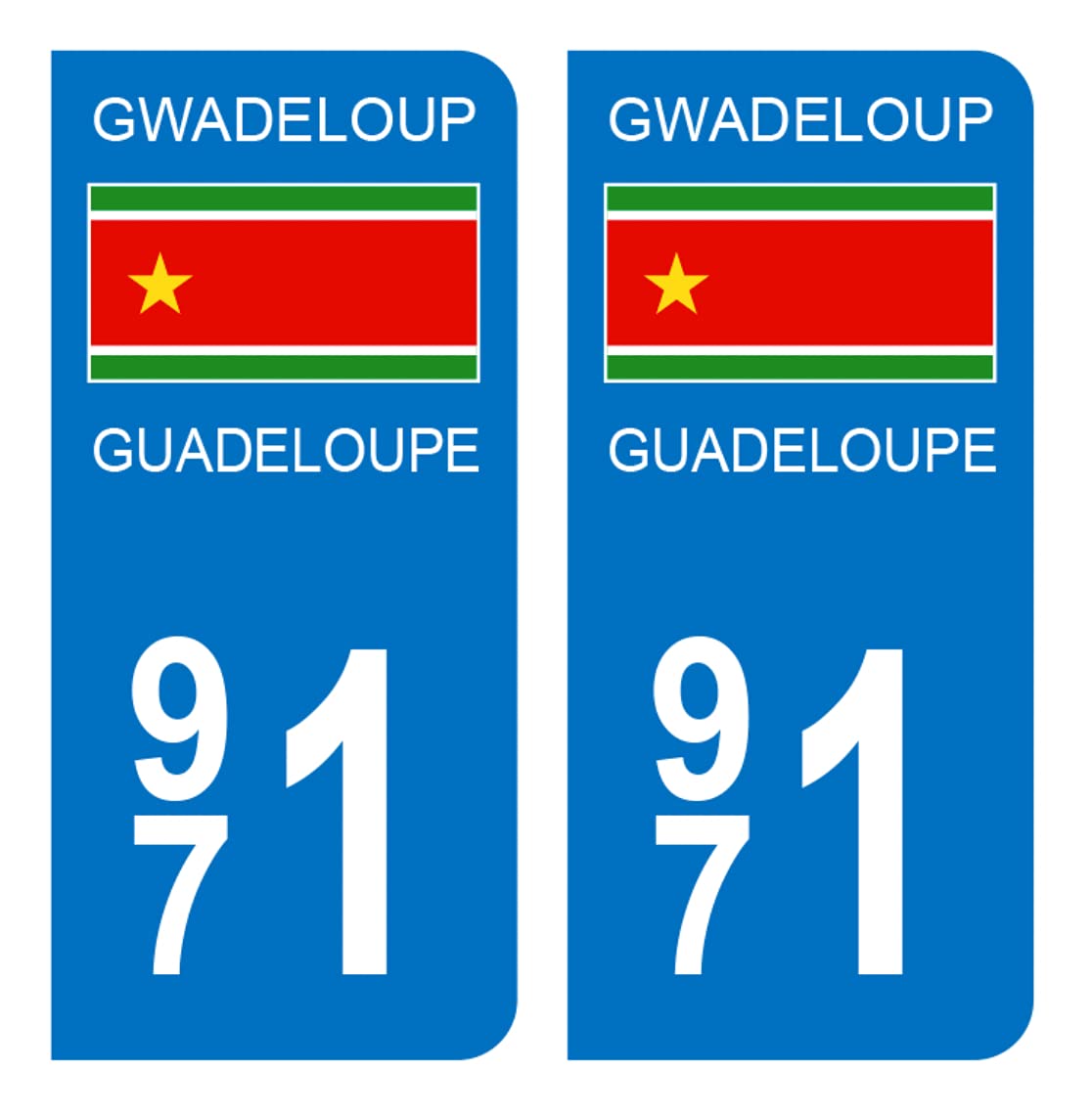 Hadexia Aufkleber für Nummernschild, Auto, 971, Guadeloupe DROM von HADEXIA