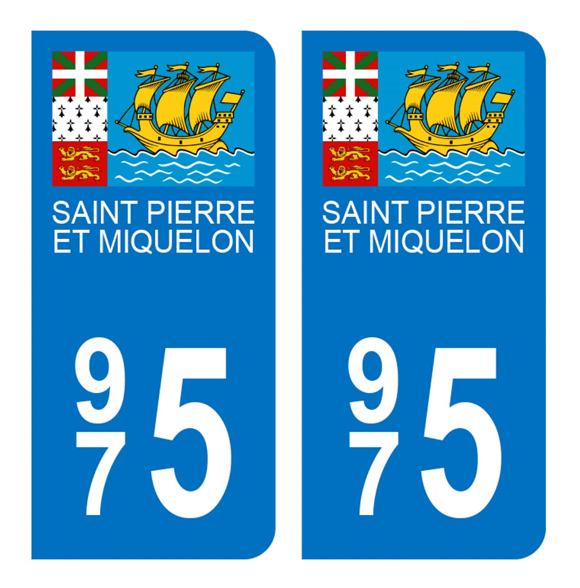 Hadexia Aufkleber für Nummernschild, Auto, 975, Saint Pierre et Miquelon DROM von HADEXIA