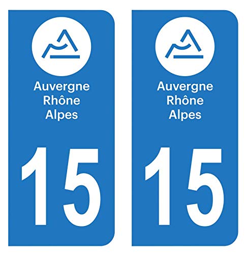 Hadexia Aufkleber für Nummernschild, Auto, Departement 15 Cantal Logo Region Auvergne-Rhône-Alpes von HADEXIA