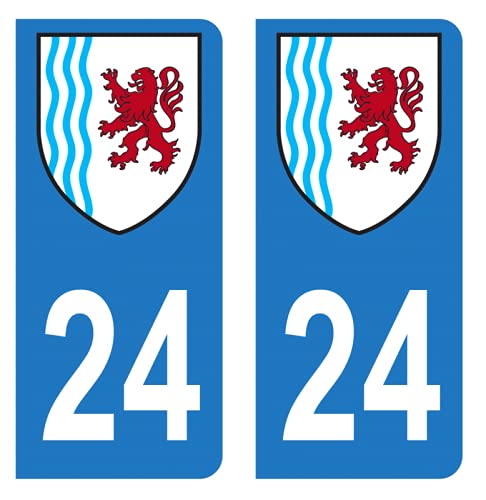 Hadexia Aufkleber für Nummernschild, Auto, Departement 24 Dordogne, Logo Region New Aquitaine von HADEXIA