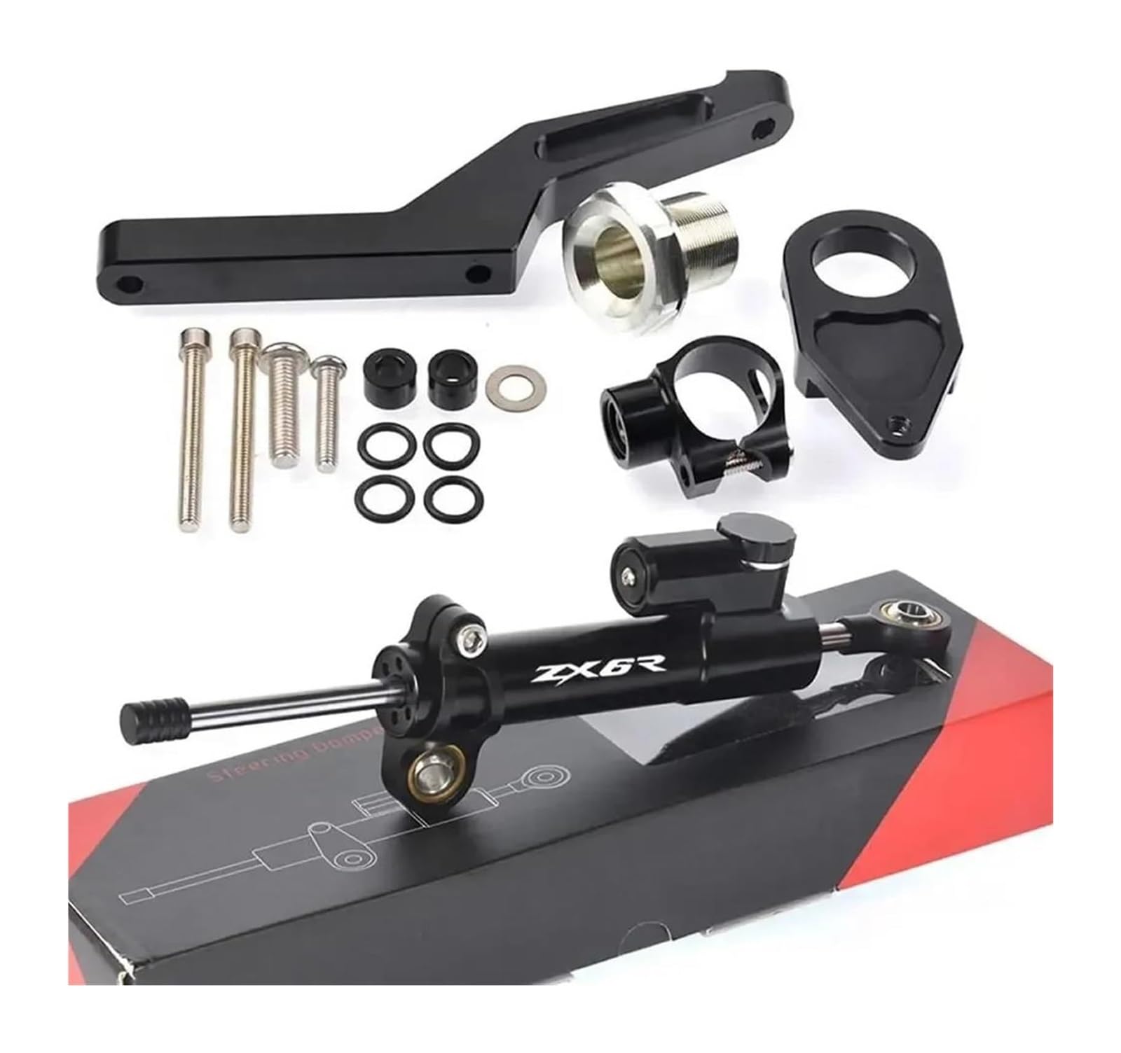 Für Kawa&saki Für Ninja ZX-6R ZX6R ZX 6R 2009-2022 Stabilisieren Montage Halterung Kit Einstellbare Motorrad Lenkung Dämpfer Stabilisator Motorrad Lenkungsdämpfer Stabilisator(X-4) von HAHFXEXKRG