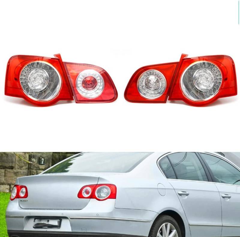 HAHUJZXK Auto Rücklicht für VW Passat B6 Sendan 2006 2007 2008 2009 2010 2011, Wasserdichte Blinker Lampe Rückleuchte Links Rechts Ersatz Zubehör,A/Inner left side-normal von HAHUJZXK