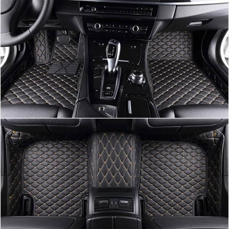 Anti Rutsch Teppichunterlage für Audi Q7(7 Sitze 2006-2015 Auto Fußmatten, Leder Fußmatten Auto Fussmatten Auto Bodenschutz Unterlage Innenraum Zubehör,Black-Beige von HAIJIEPS