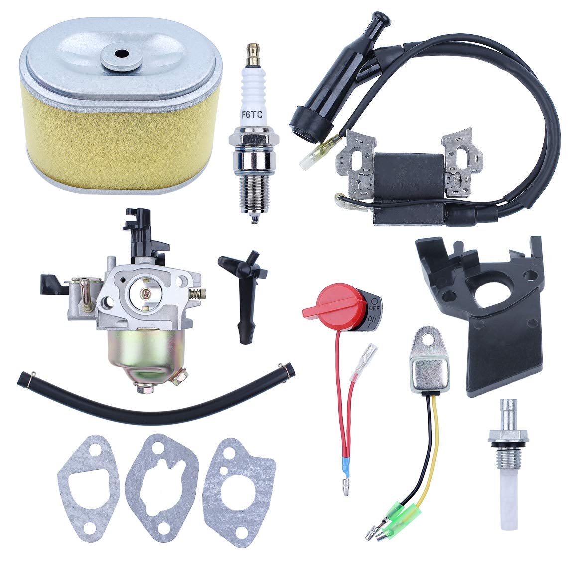 Haishine Vergaser mit Tune Up Kit für Honda GX160 GX200 5,5 PS 6,5 PS Motor WP30X Wasserpumpe 16100-ZH8-W61 von HAISHINE