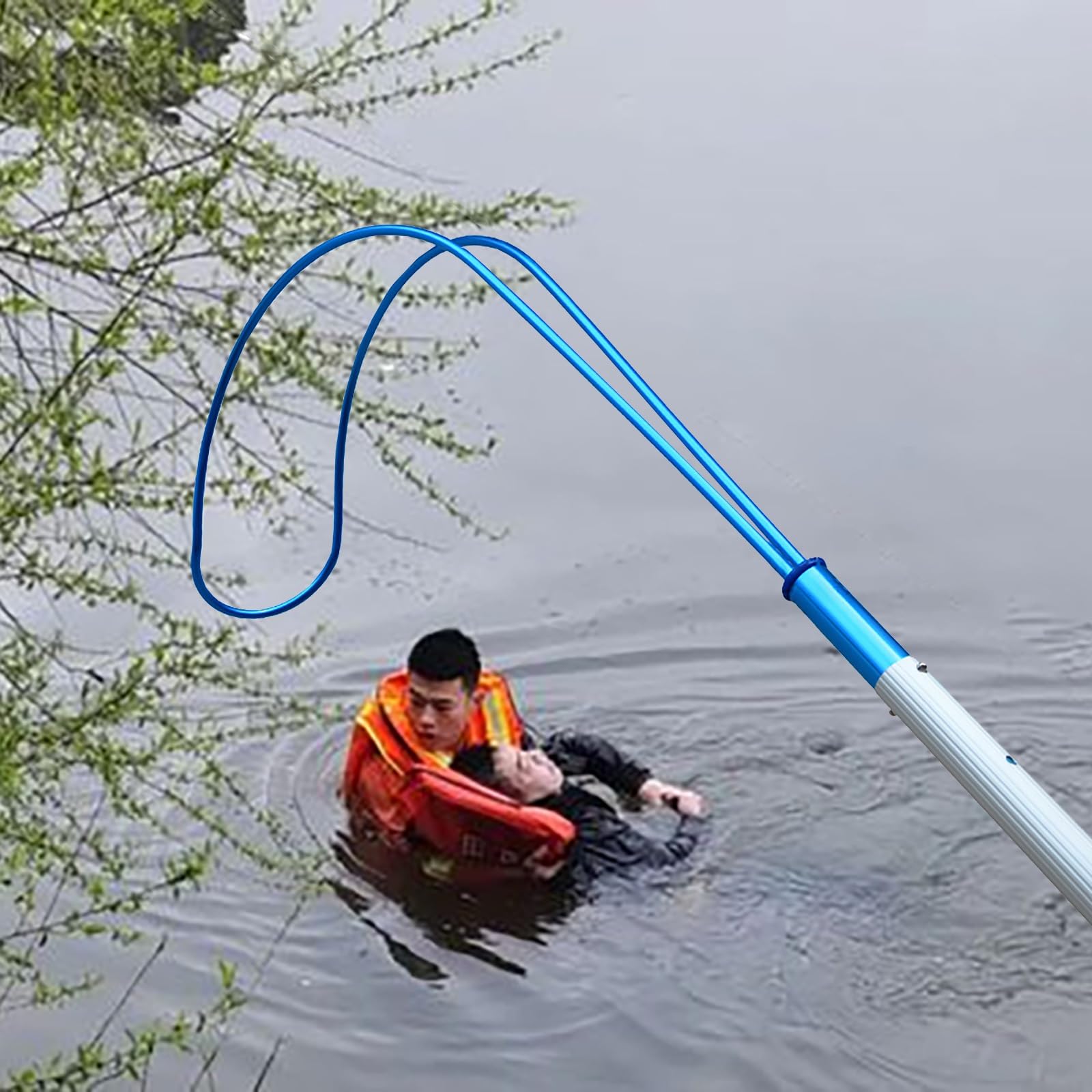 Pool Teleskopstange Stang Schwimmbad Rettungs- und Bergungsstange aus Aluminiumlegierung für Ertrinkende, Teleskop-Schwimmbadstange mit Haken, Strände, Yachten, Seen, Schwimmbäder, Spielplätze(196.9in von HAIXHX