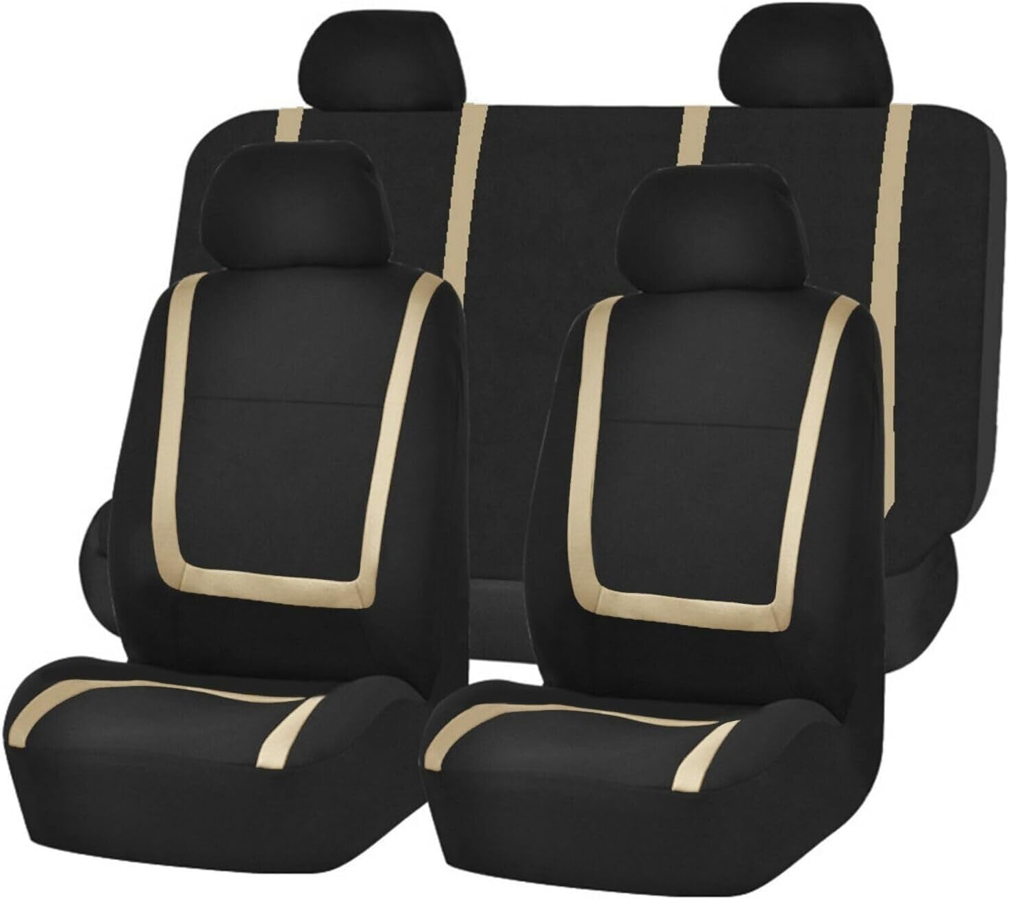 HALEUP Sitzbezüge Auto Set für Hyundai Elantra (2008-2010), Autositzbezüge Vordersitzbezüge Rücksitzbezüge Stoff Sitzbezug Sitzschoner Auto Innenraum Zubehör,A-Beige von HALEUP