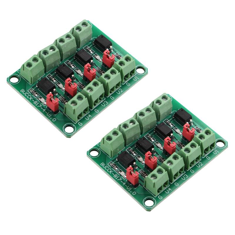 HALJIA 2 Stücke PC817 4-Kanal Optokoppler Isolation Board Spannungskonverter Adapter Modul 3,6-30V Treiber Photoelektrisch Isoliertes Modul PC 817 von HALJIA