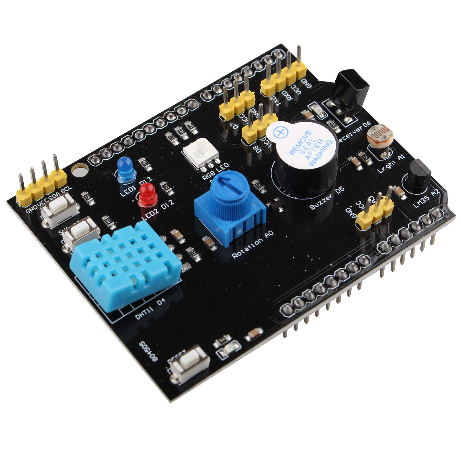 HALJIA Erweiterungsplatine Modul 9 in 1 Multifunktions-Erweiterungsplatine Feuchtigkeitssensor und LM35 Temperatursensor Summer kompatibel mit Arduino UNO R3 von HALJIA