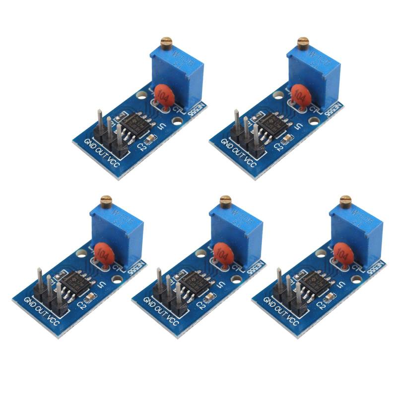 HALJIA NE555 Pulsgenerator, einstellbares Frequenzmodul, 5-12 V DC, kompatibel mit Arduino Smart Car Single Channel Output Modul, 25 x 13 mm, 5 Stück von HALJIA