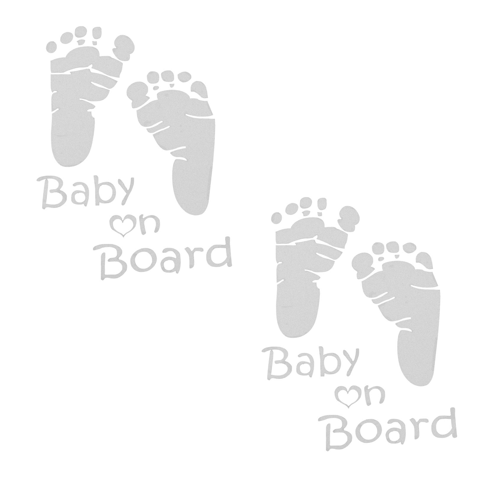 HALJIA 2 Stück Baby Feet on Board Neuheit Kinder Fußspuren Autoaufkleber Sicherheitsschild Niedlich Reflektierende Warnhinweise Auto Hinten Van Bike Auto Fenster Stoßstange Vinyl Aufkleber von HALJIA