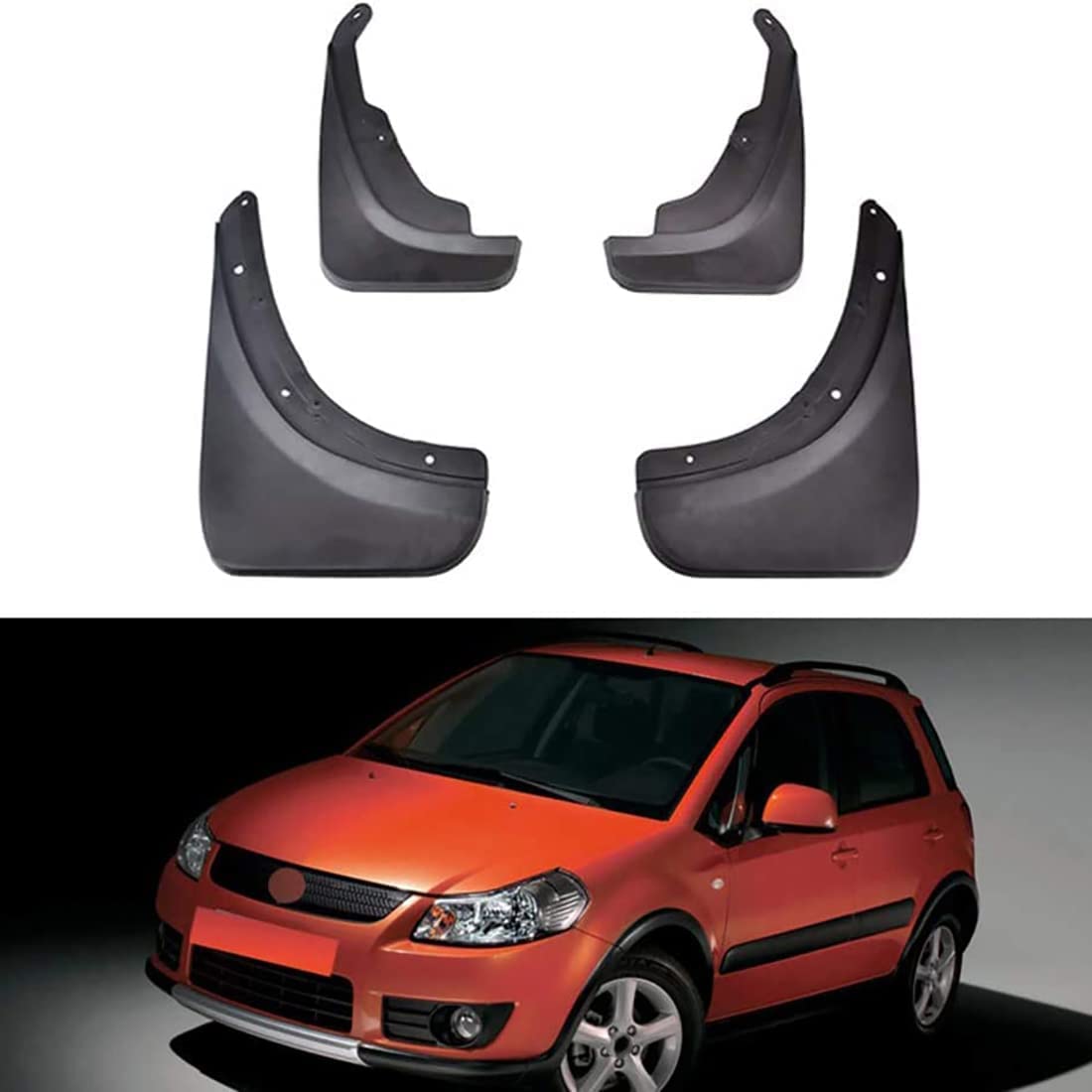 Für Suzuki Sx4 Hatchback Crossover 2007 2008 2009 201 2011 2012 2013, Schmutzfänger, Kotflügel Vorne und Hinten, Spritzschutz Auto Kein Bohren nötig ABS Kunststoff (4 Stück) von HALLEH