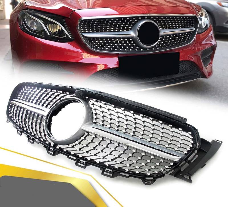 Frontgrill für Mercedes Benz E Class W213 S213 A238 C238 E53 AMG E43 AMG 2016-2021 Stoßstangen-Kühlergrills,normal-Bsilver von HALOD