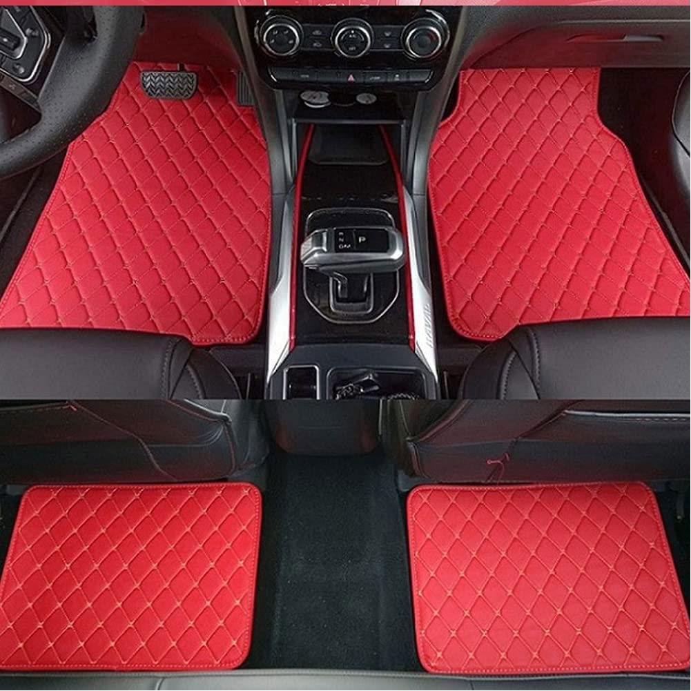 4 Stück Auto Benutzerdefinierte Leder Fußmatten für Audi S5 2door 2007-2016, Allwetter Wasserdicht Anti Rutsch Tragen Autoteppiche Innenraum Zubehör Ohne Geruch,A/RED von HALOUJQK