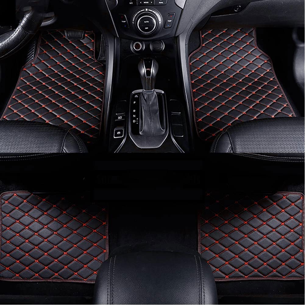 4 Stück Auto Benutzerdefinierte Leder Fußmatten für BMW 3 Series(4 Door) 2013-2023, Allwetter Wasserdicht Anti Rutsch Tragen Autoteppiche Innenraum Zubehör Ohne Geruch,C/BLACKRED von HALOUJQK