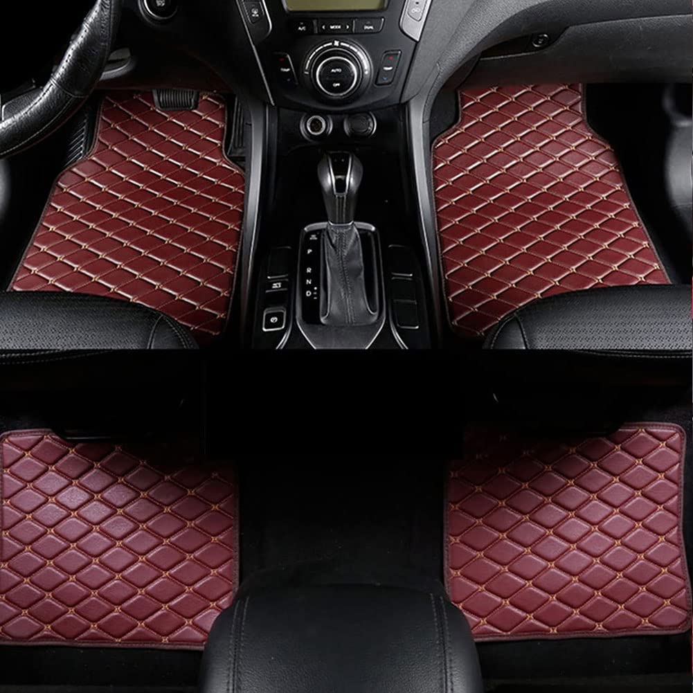 4 Stück Auto Benutzerdefinierte Leder Fußmatten für BMW X2 2018-2023, Allwetter Wasserdicht Anti Rutsch Tragen Autoteppiche Innenraum Zubehör Ohne Geruch,D/WINERED von HALOUJQK