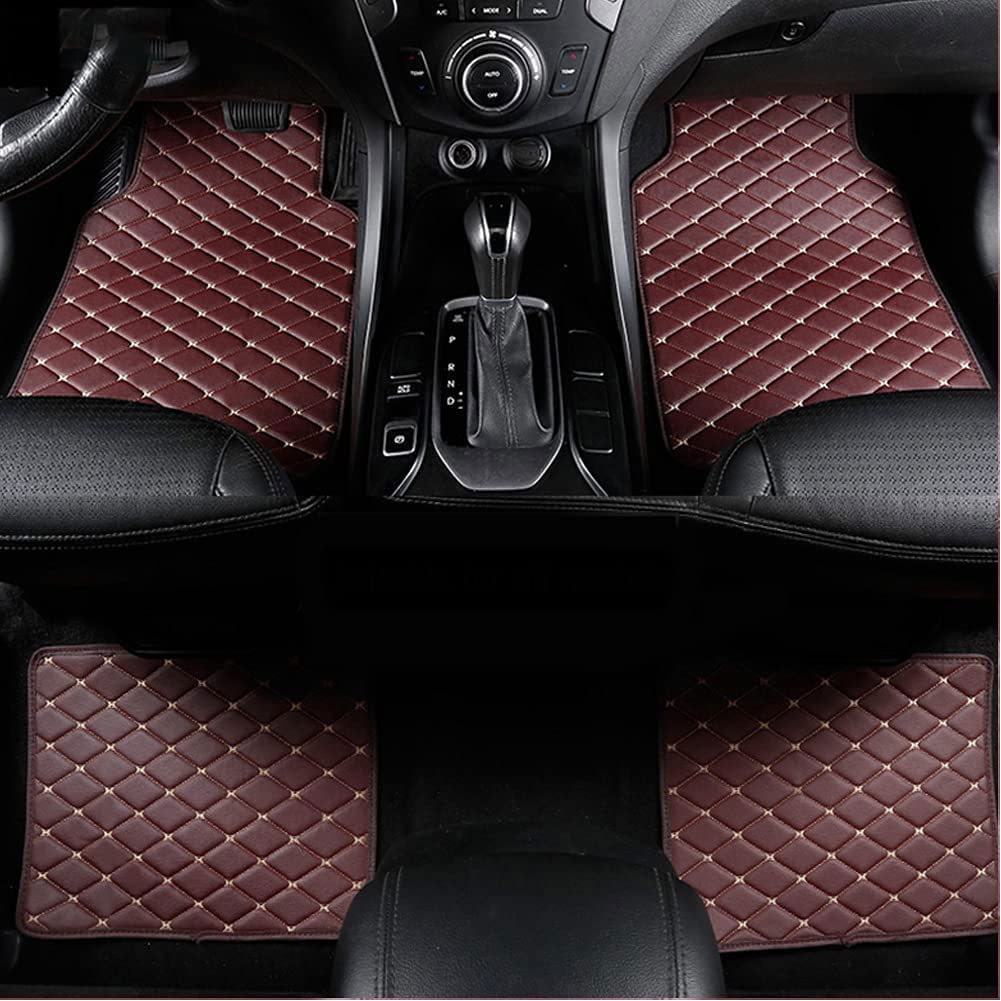 4 Stück Auto Benutzerdefinierte Leder Fußmatten für Chevrolet Captiva (7seats) 2007-2023, Allwetter Wasserdicht Anti Rutsch Tragen Autoteppiche Innenraum Zubehör Ohne Geruch,E/COFFEE von HALOUJQK