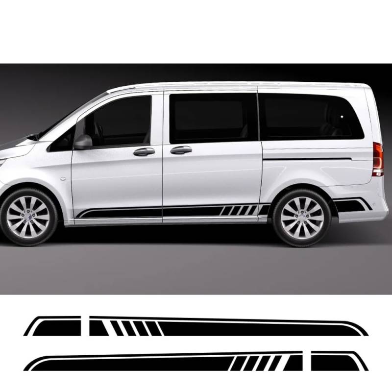 2Pcs Auto Lange Seite Streifen Aufkleber Auto Vinyl Film Aufkleber Auto Kit, für Mercedes Benz Vito Viano V Klasse w447 v260 DIY Zubehör von HALOYWB