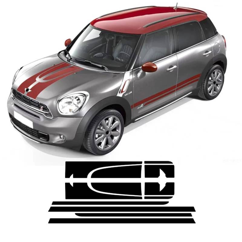 Auto Motorhaube Aufkleber Motor Abdeckung Kofferraum Body Kit Vinyl Seitenstreifen Rock Aufkleber, für Mini Countryman R60 Cooper S JCW Zubehör von HALOYWB